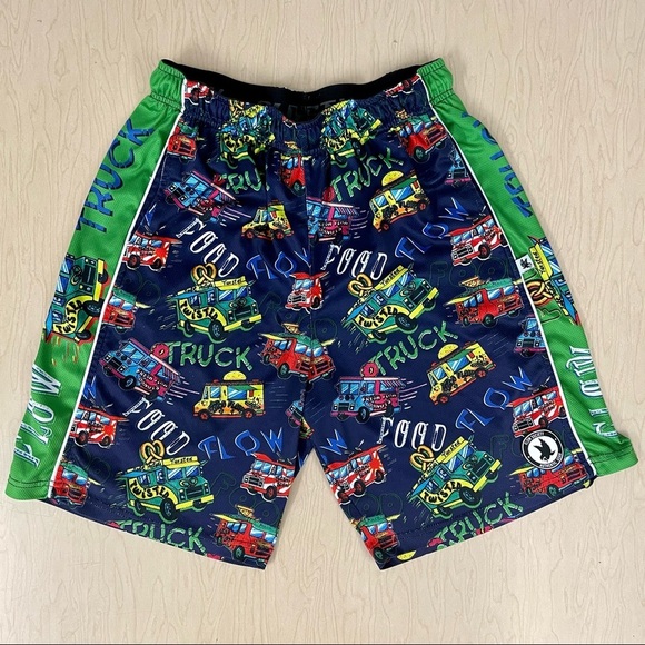 Flow Society Other - Flow Society Lacrosse Shorts Boys Medium Food Trucks Lax Donuts Pizza Tacos Navy